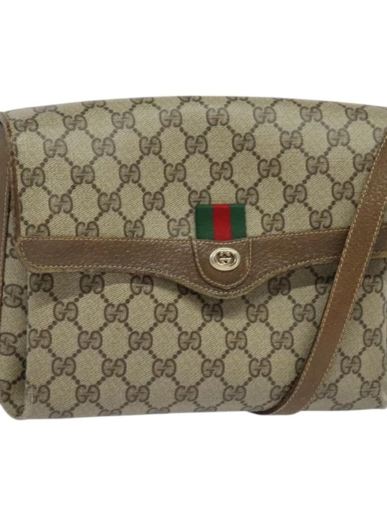 Gucci Gg Supreme Web Sherry Line Bag Pvc Beige Gold 904 02 084 Auth Ba1032